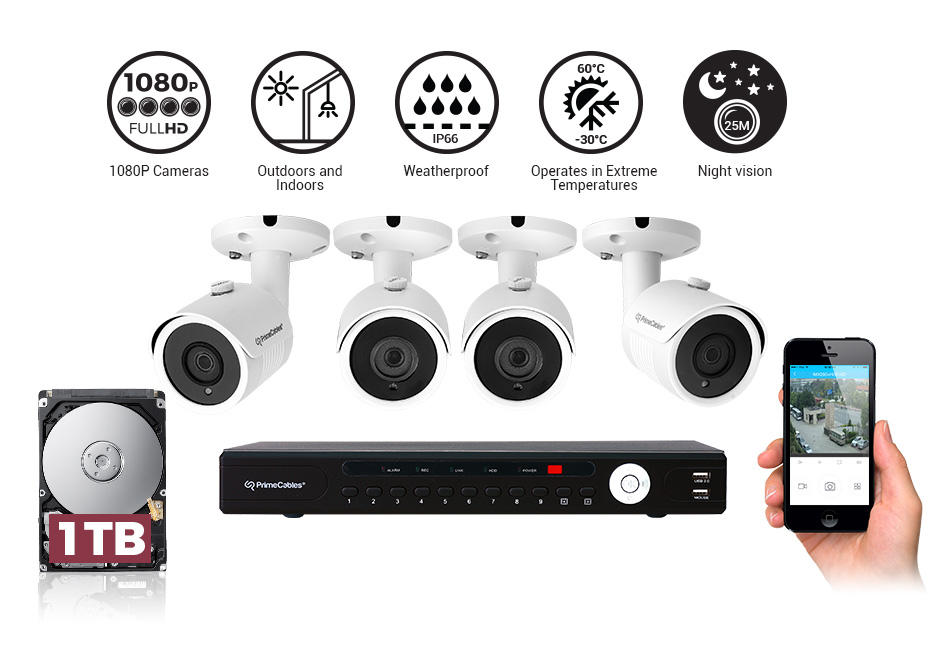 3c444-PrimeCables-Cab-surveillance-Kit-Surveillance-Accessories-Security-Camera-System-with-4-1080P-Night-Vision-Cameras-and-1TB-XVR-Digital-Recorder-PrimeCables-
