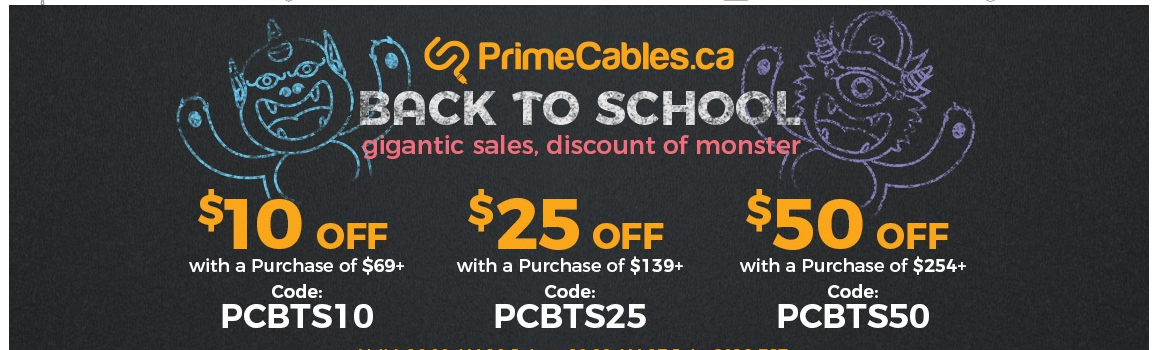 PrimeCables back to school sale 2018