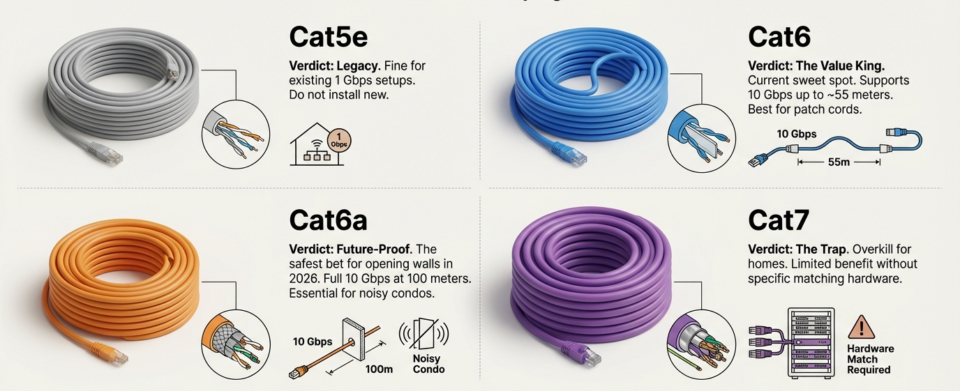 Cat5e, Cat6, Cat6a & Cat7
